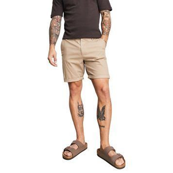 Шорти Asos Design slim chino shorts mid length stone