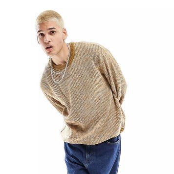Светр Asos Design oversized knit fisherman ribbed sweater stone twist