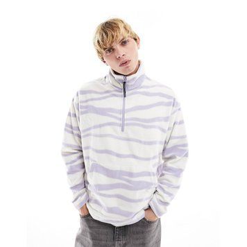 Флісова кофта Asos Design oversized sweatshirt linear print polar fleece