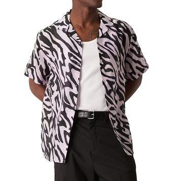 Сорочка Asos Design relaxed camp collar shirt zebra print lilac black