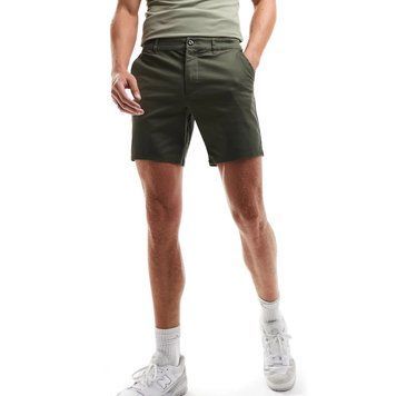 Шорти Asos Design slim chino shorts mid length dark khaki