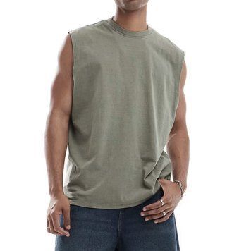 Майка Asos Design oversized pigment dye tank top khaki
