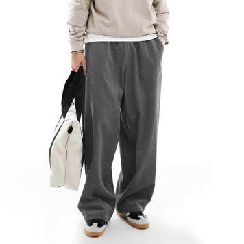 Штани Asos Design baggy parachute cord pants charcoal gray