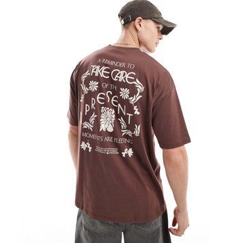 Футболка Asos Design oversized T-shirt floral back print brown
