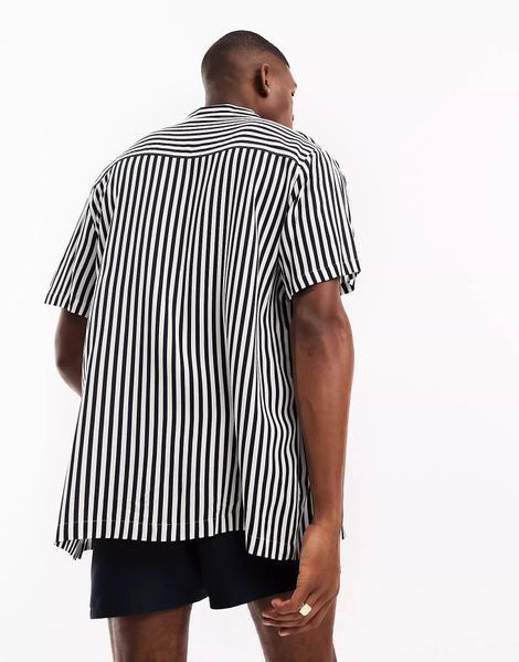 Сорочка Asos Design relaxed revere shirt navy summer stripe