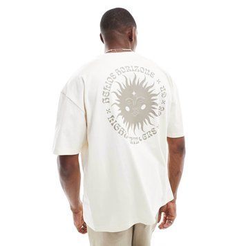 Футболка Asos Design oversized t-shirt off-white celestial back print