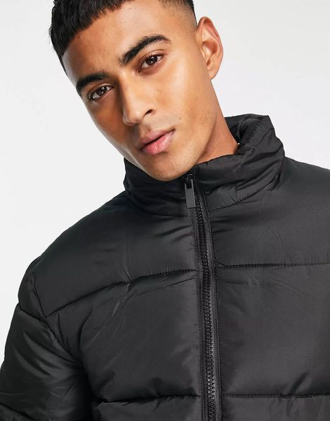Куртка New Look chunky funnel neck puffer jacket black