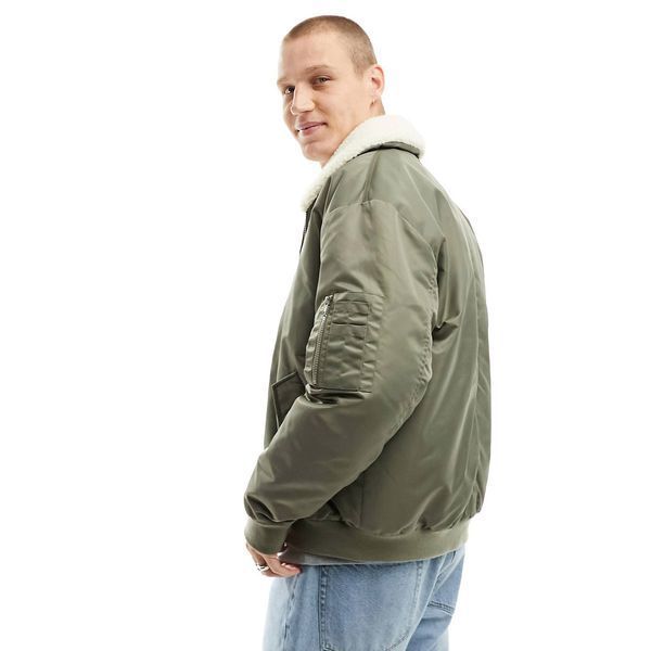 Бомбер Asos Design oversized bomber jacket khaki