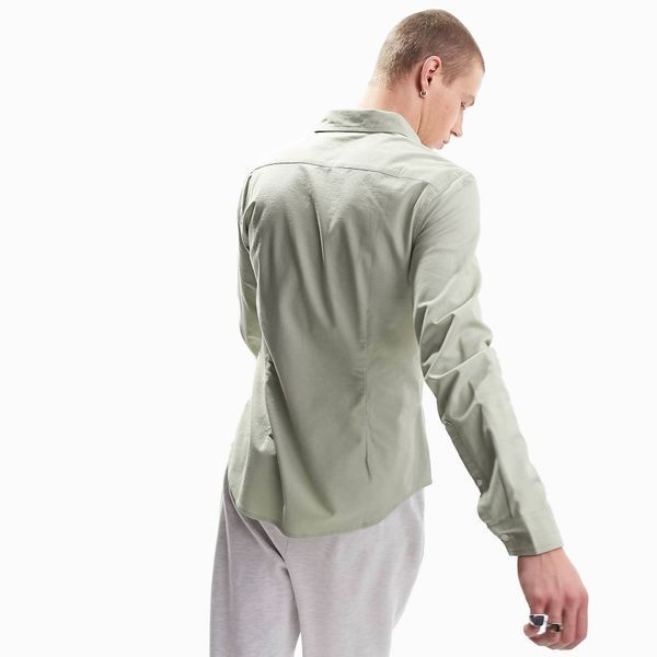 Сорочка Asos Design slim fit oxford shirt sage green
