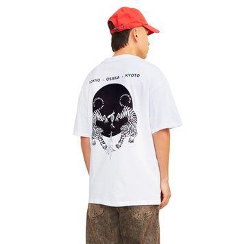 Футболка Jack & Jones oversized T-shirt tiger back print white