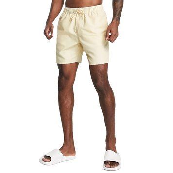 Шорти Asos Design swim shorts mid length light beige
