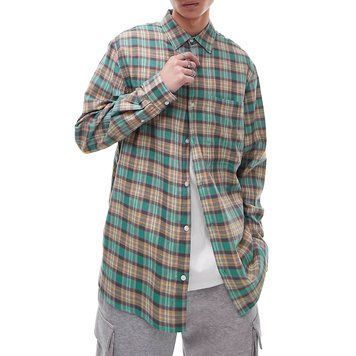 Сорочка Topman long sleeve extreme oversized plaid shirt blue
