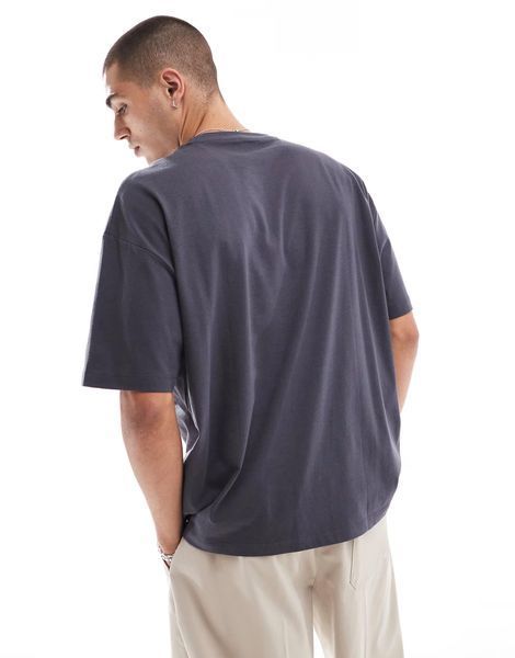 Футболка Asos Design oversized t-shirt front print charcoal
