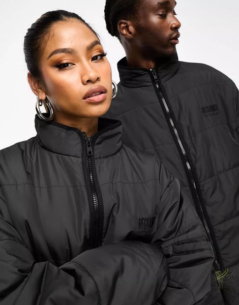 Куртка Reclaimed Vintage unisex oversized puffer bomber jacket black