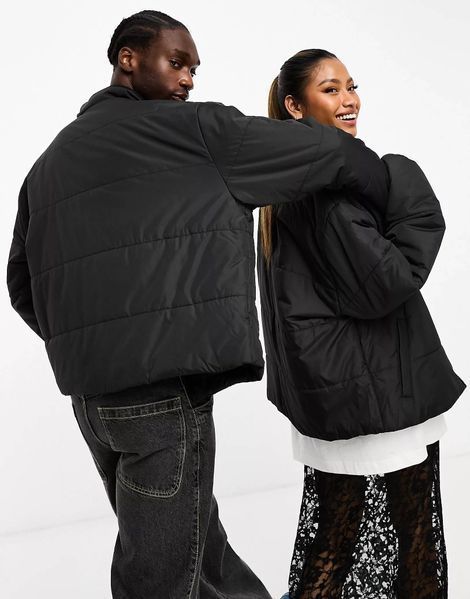Куртка Reclaimed Vintage unisex oversized puffer bomber jacket black