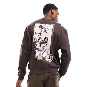 Світшот Asos Design oversized sweatshirt photographic back bird brown