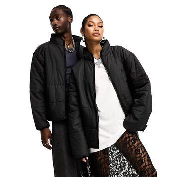 Куртка Reclaimed Vintage unisex oversized puffer bomber jacket black