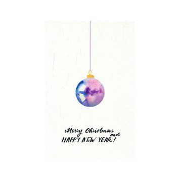Листівка + конверт "Happy New Year and Merry Christmas" watercolor