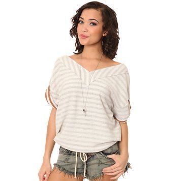 Світшот Alternative Apparel Bingo V-Neck Tie Waist Terry Sweatshirt Brown Dirty Stripe