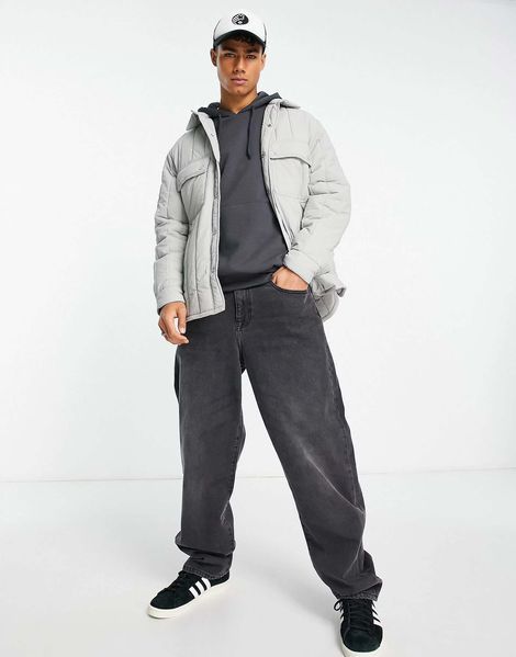 Куртка River Island Studio quilted shirt jacket stone