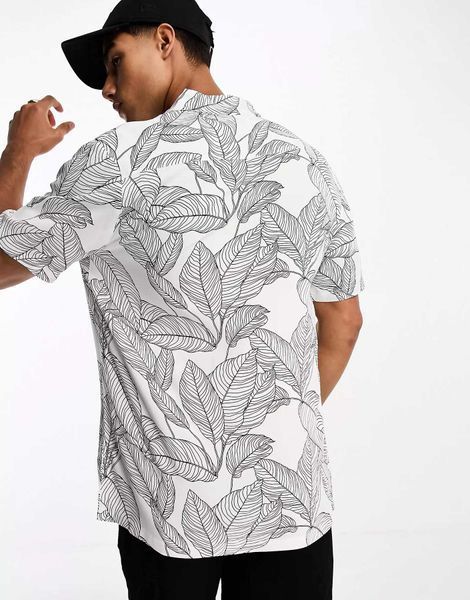 Сорочка Asos Design shirt leaf scribble print