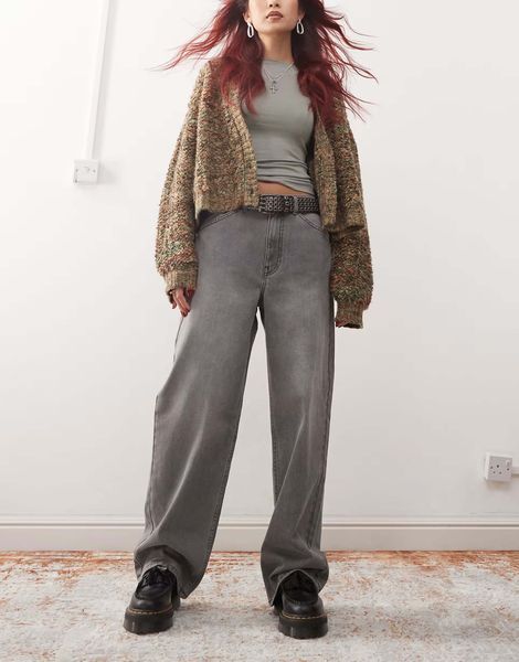 Джинси Reclaimed Vintage low rise baggy jeans washed charcoal