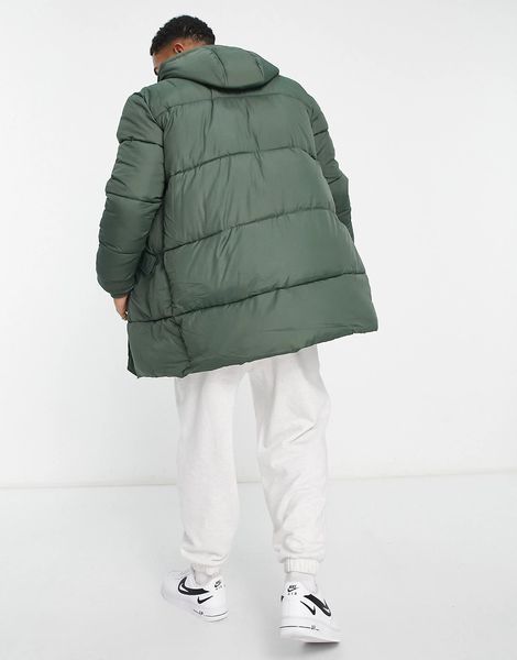 Куртка New Look longline puffer jacket khaki
