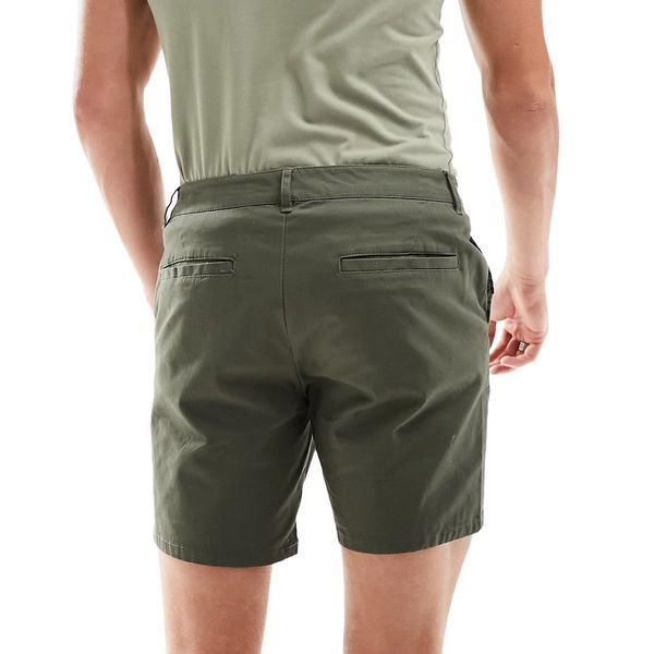 Шорти Asos Design slim chino shorts mid length dark khaki