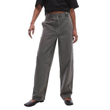 Джинси Topshop straight leg pinstripe pants brown
