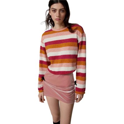 Светр Urban Renewal Remnants Wide Stripe Chenille Cropped Sweater Orange