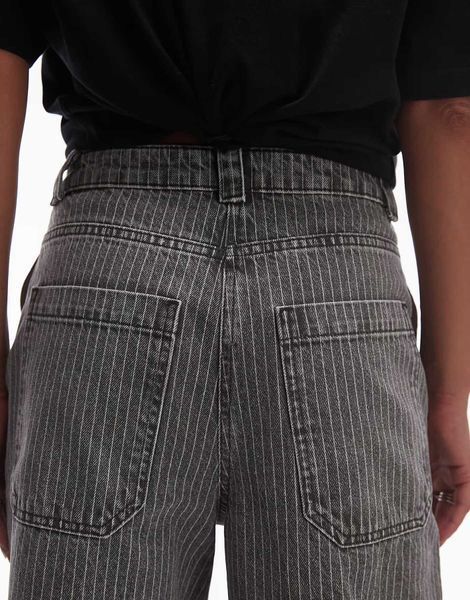 Джинси Topshop straight leg pinstripe pants brown
