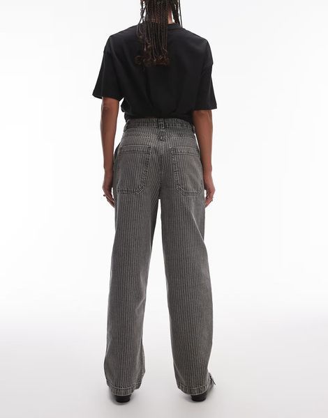Джинси Topshop straight leg pinstripe pants brown