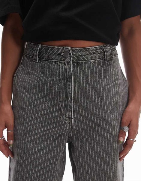 Джинси Topshop straight leg pinstripe pants brown