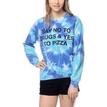 Світшот JV by Jac Vanek Say No Blue Tie Dye Crew Neck Sweatshirt