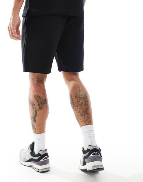 Шорти Bershka waffle textured shorts black