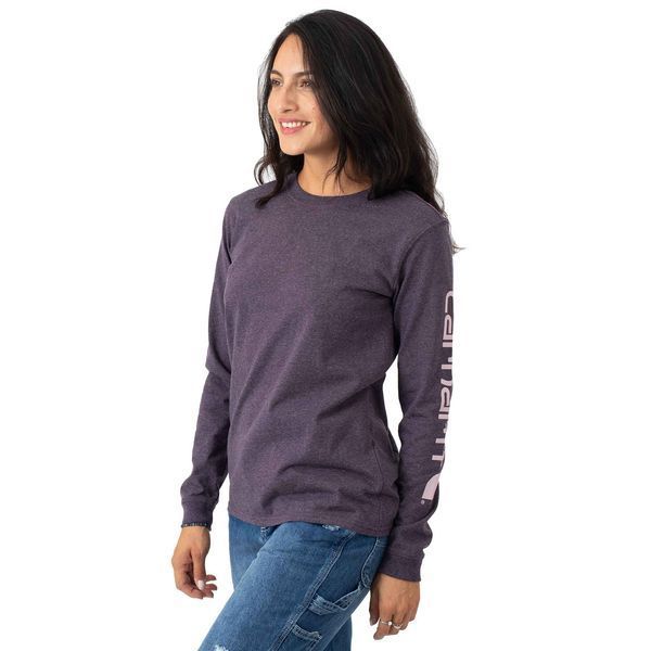 Лонгслів Carhartt WK231 Workwear Sleeve Logo LS Shirt Nocturnal Haze Heather Dusk Purple