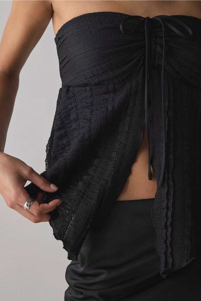 Топ UO Eloise Convertible Tie Split-Front Tube Top Black