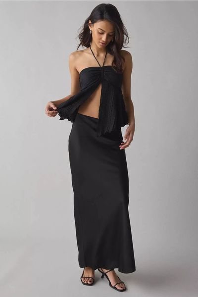 Топ UO Eloise Convertible Tie Split-Front Tube Top Black