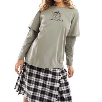 Лонгслів Urban Revivo oversized t-shirt long sleeve underlayer angel graphic
