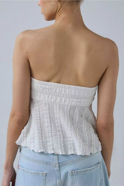 Топ UO Eloise Convertible Tie Split-Front Tube Top White