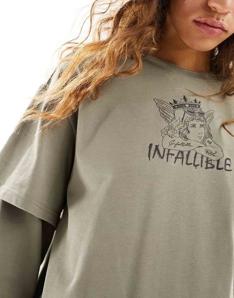 Лонгслів Urban Revivo oversized t-shirt long sleeve underlayer angel graphic