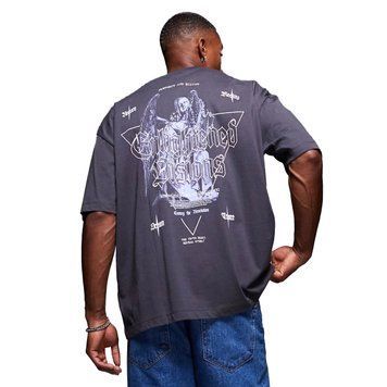 Футболка Asos Design oversized t-shirt black cherub back print