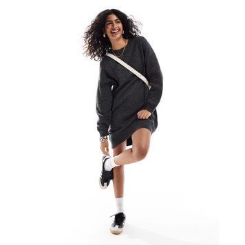 Сукня-светр Asos Design knit mini sweater dress crew neck charcoal
