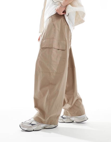 Штани Asos Design balloon fit cargo pants tan