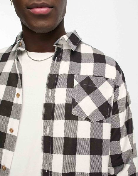 Сорочка Brave Soul cotton check shirt white & black
