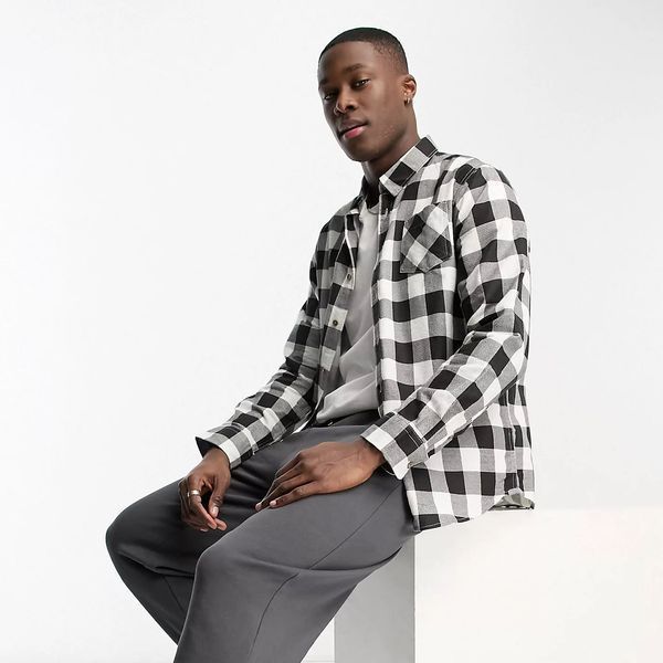 Сорочка Brave Soul cotton check shirt white & black