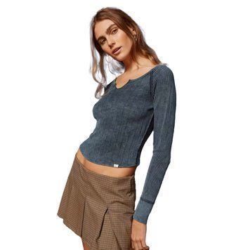 Лонгслів BDG Viv Spliced Notch Neck Tee Grey