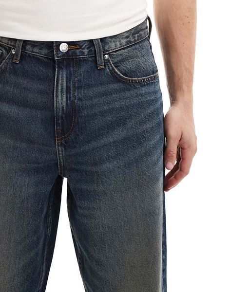 Джинси Asos Design baggy jeans mid wash blue heavy wash