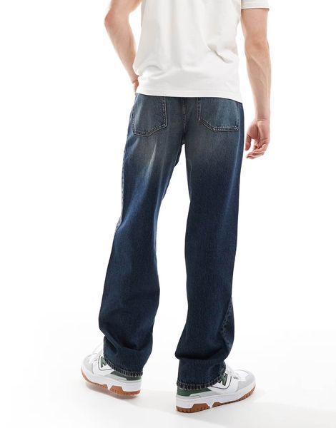 Джинси Asos Design baggy jeans mid wash blue heavy wash