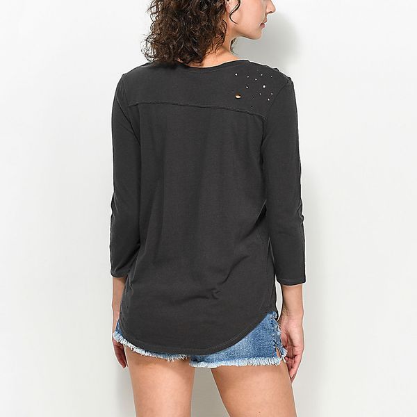 Лонгслів Empyre Arlene Black Destructed T-Shirt 0001456 фото